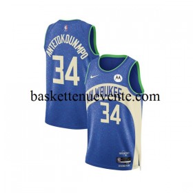 Maillot Basket Milwaukee Bucks Giannis Antetokounmpo 34 Nike 2023-2024 City Edition Bleu Swingman - Homme